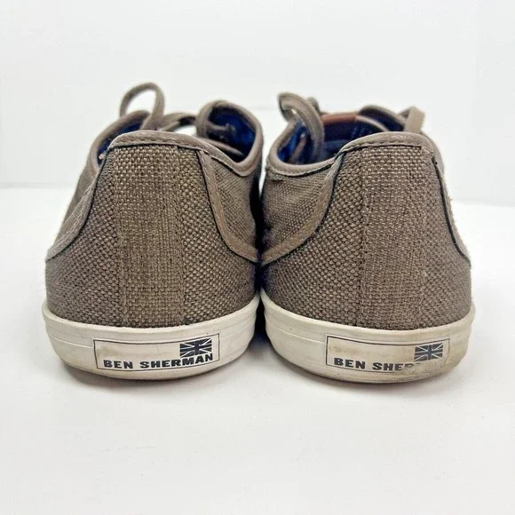 Ben Sherman Chandler Lo Brown Linen Low-Top Sneakers Mens Size 8.5 Lightweight - Picture 4 of 8